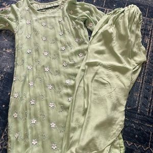 Bareeze green Pakistani Eid party shalwar kameez women sana safinaz Maria b